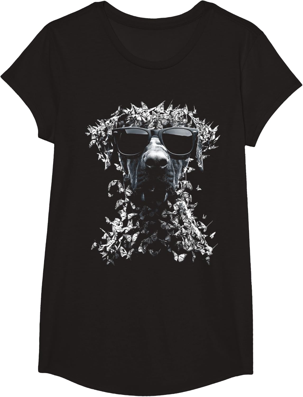 Sunglasses Motif Rhodesian Ridgeback Dog Dad T-Shirt - Girls Black