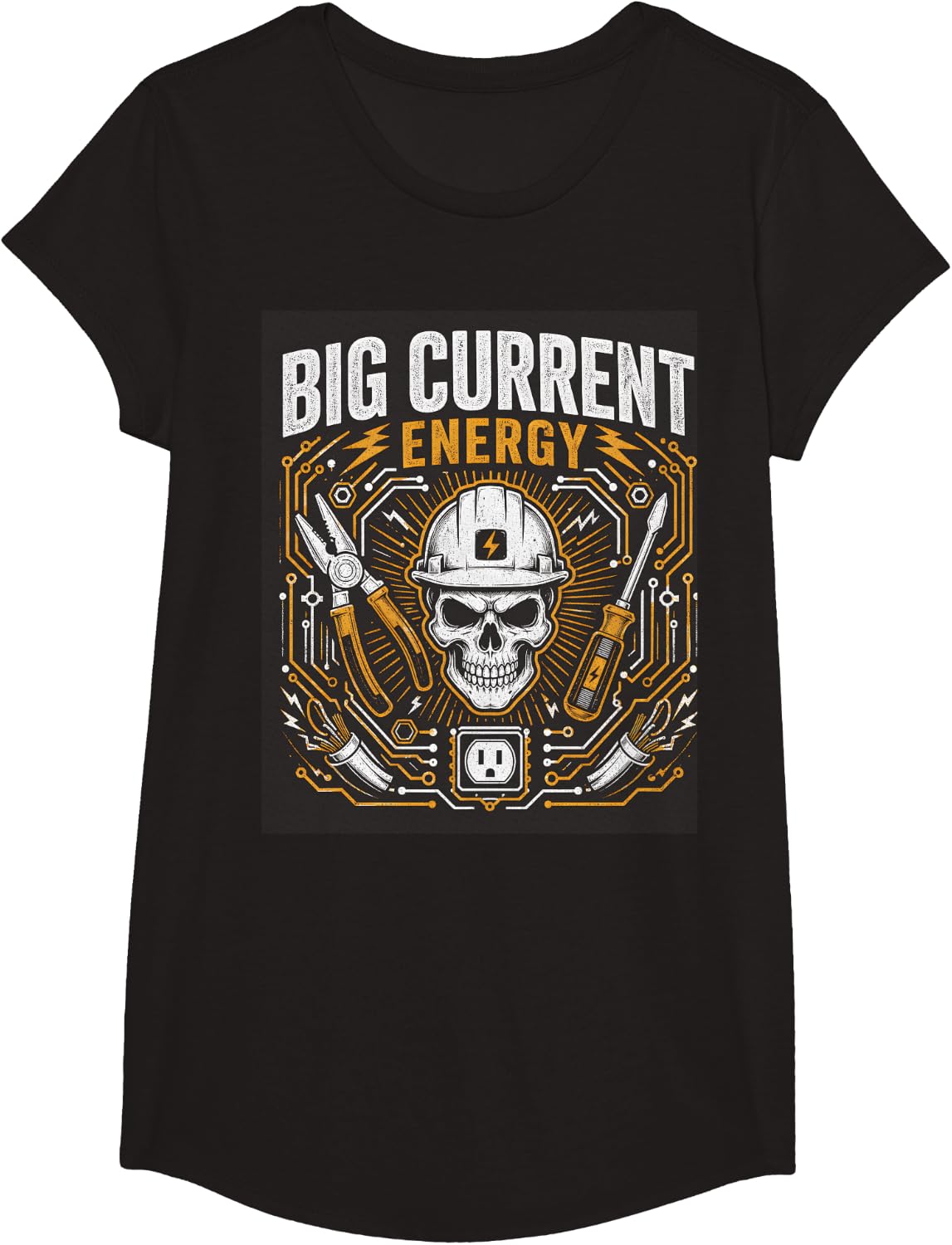 Big Current Energy | Lineman Wireman Electrical Electrician T-Shirt - Girls Black