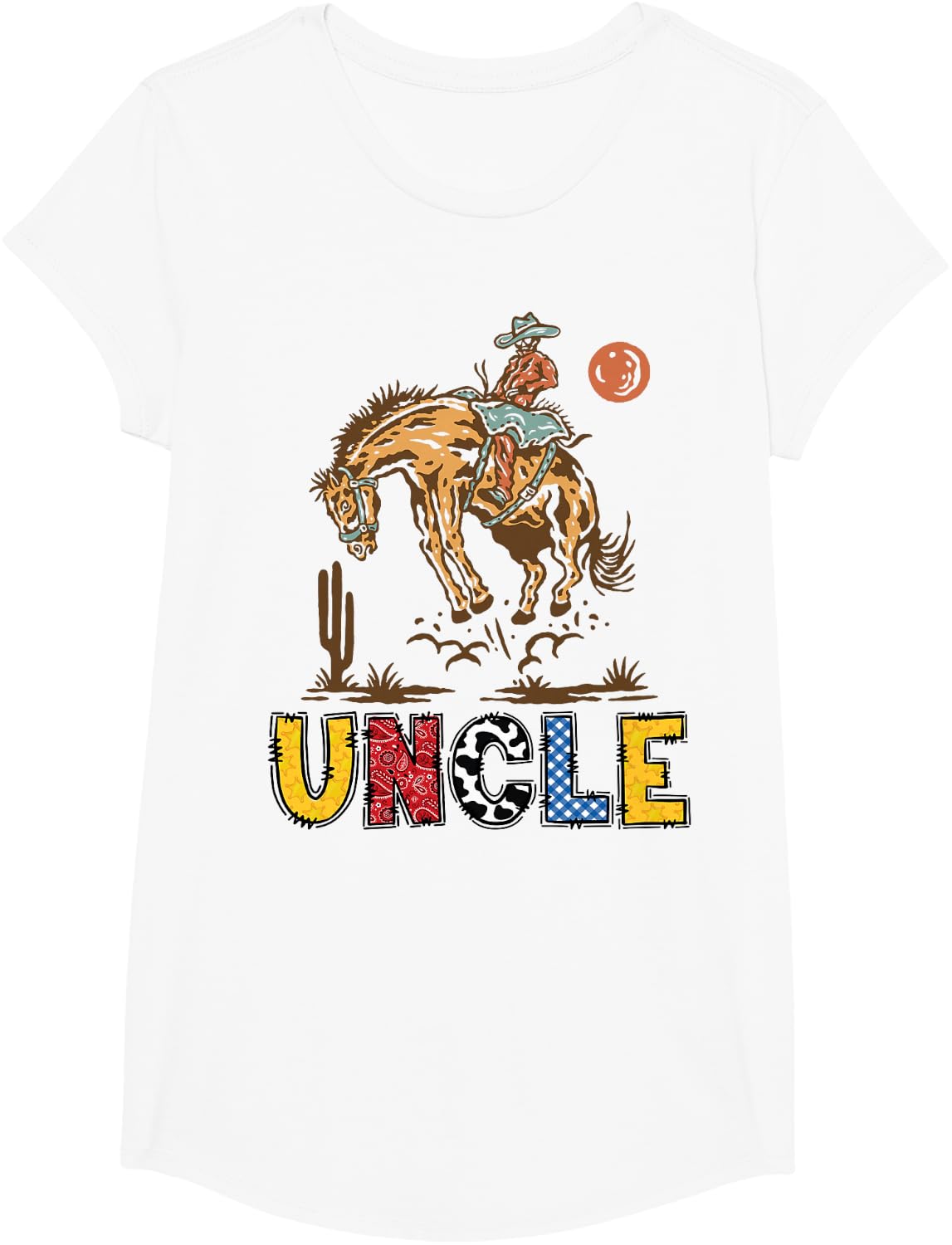 Rodeo Uncle Western Cowboy Birthday Boy Party Matching T-Shirt - Girls White