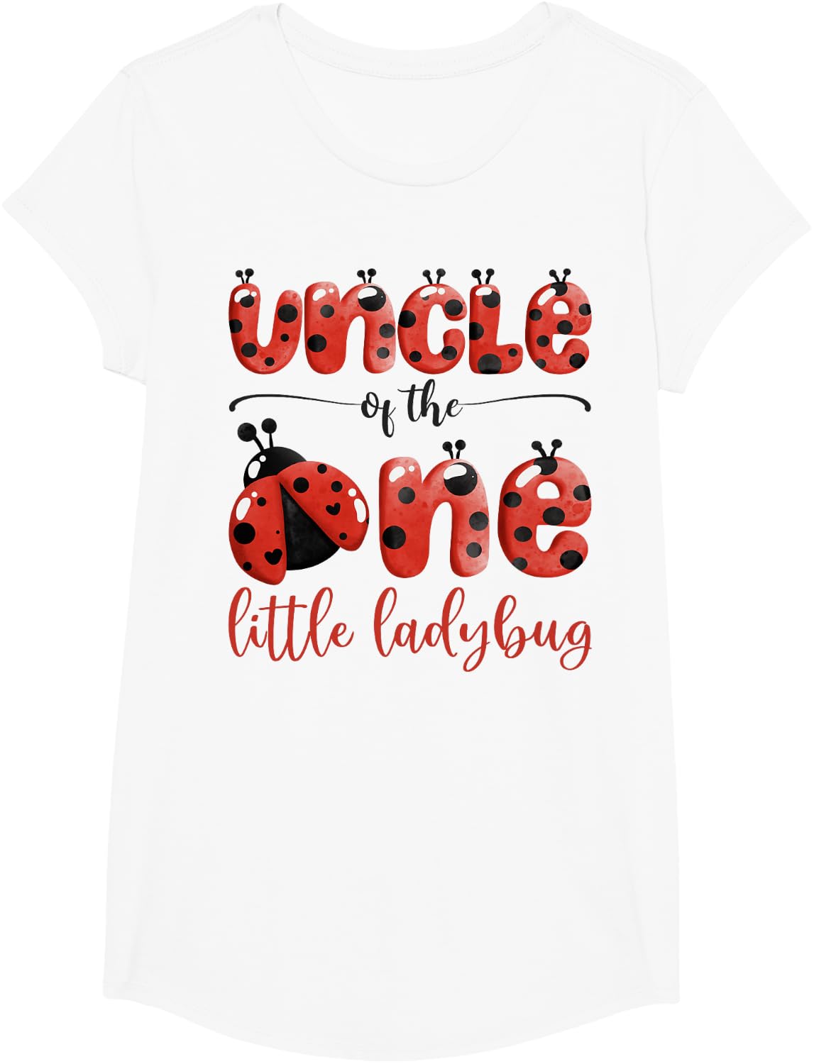 Uncle of The One Little Ladybug 1st Birthday Girl Matching T-Shirt - Girls White