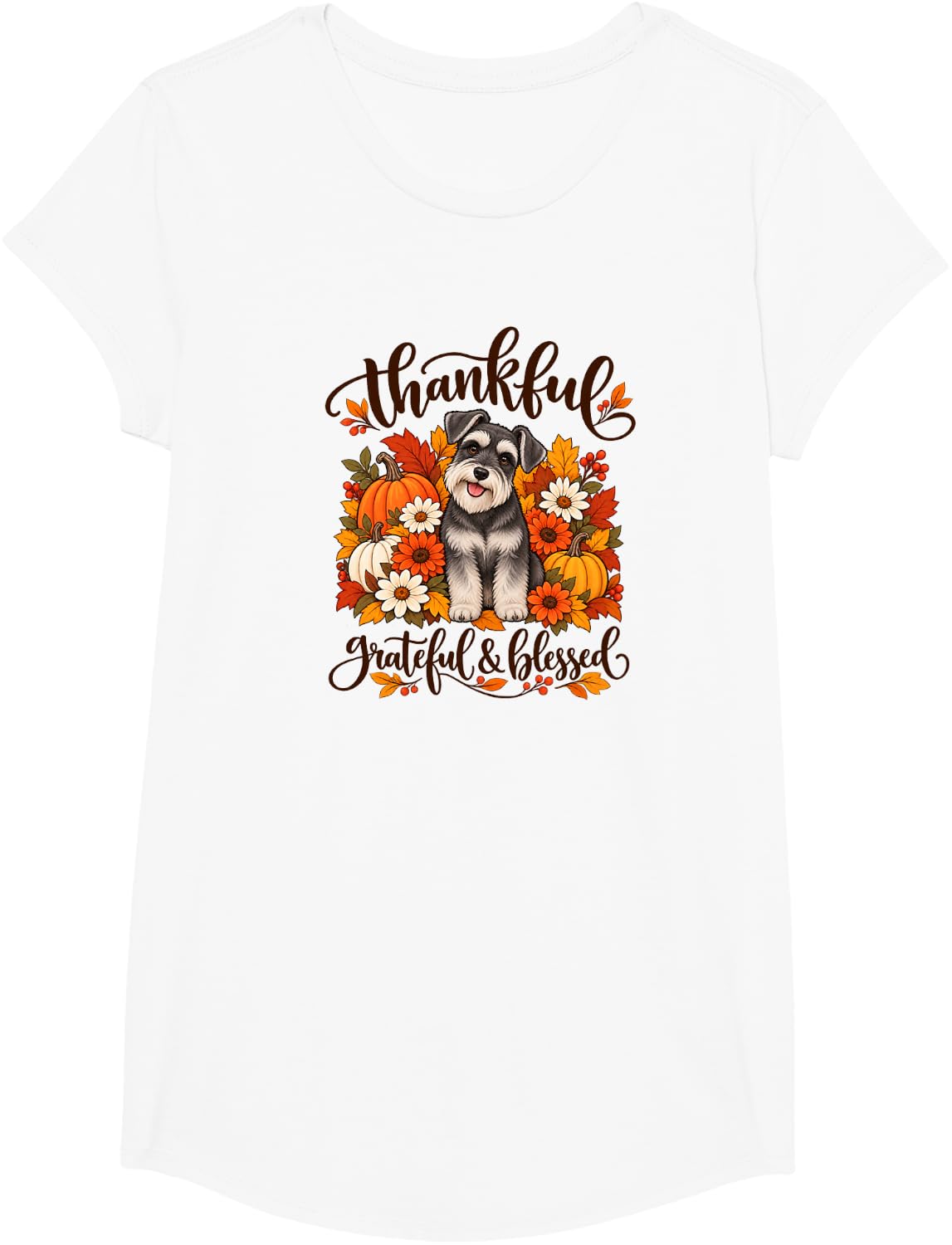 Womens Thankful Grateful Blessed Miniature Schnauzer Lover T-Shirt - Girls White