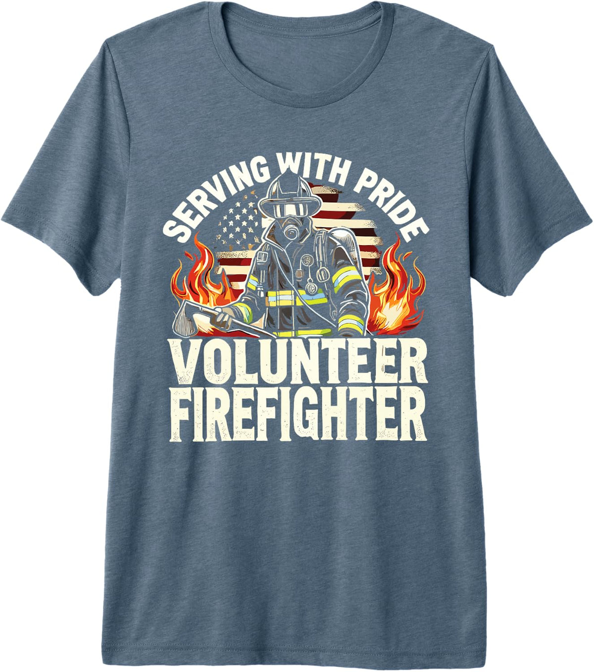 Fire Department Serving With Pride Volunteer Firefighter Premium Tri-blend T-Shirt - Slate Grey