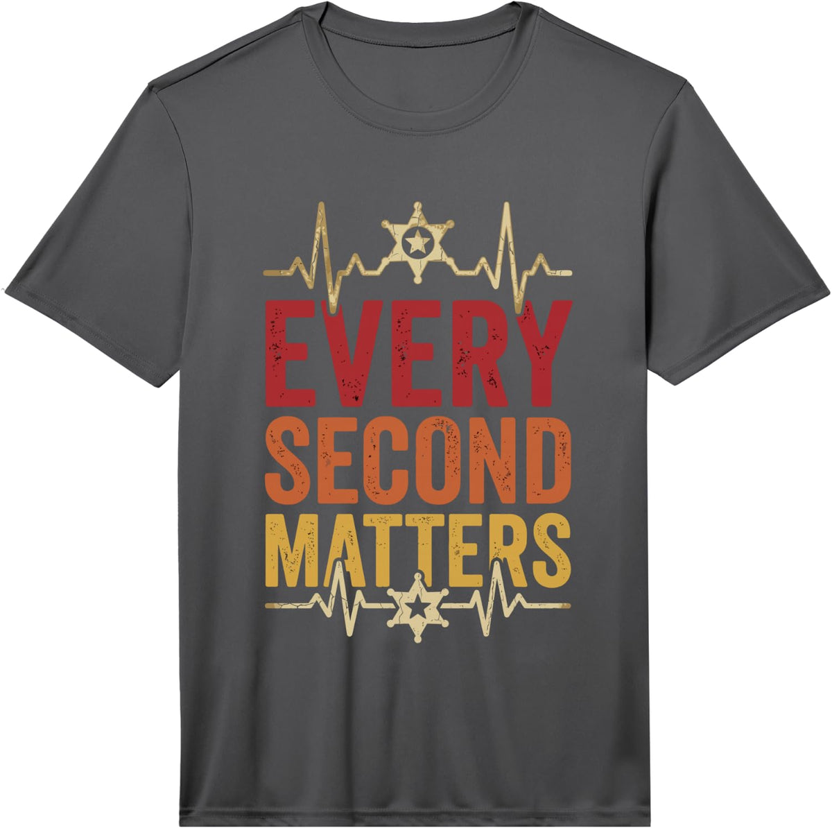 Men's Every Second Matters Law Enforcement Officer Performance T-Shirt - Asphalt Grey