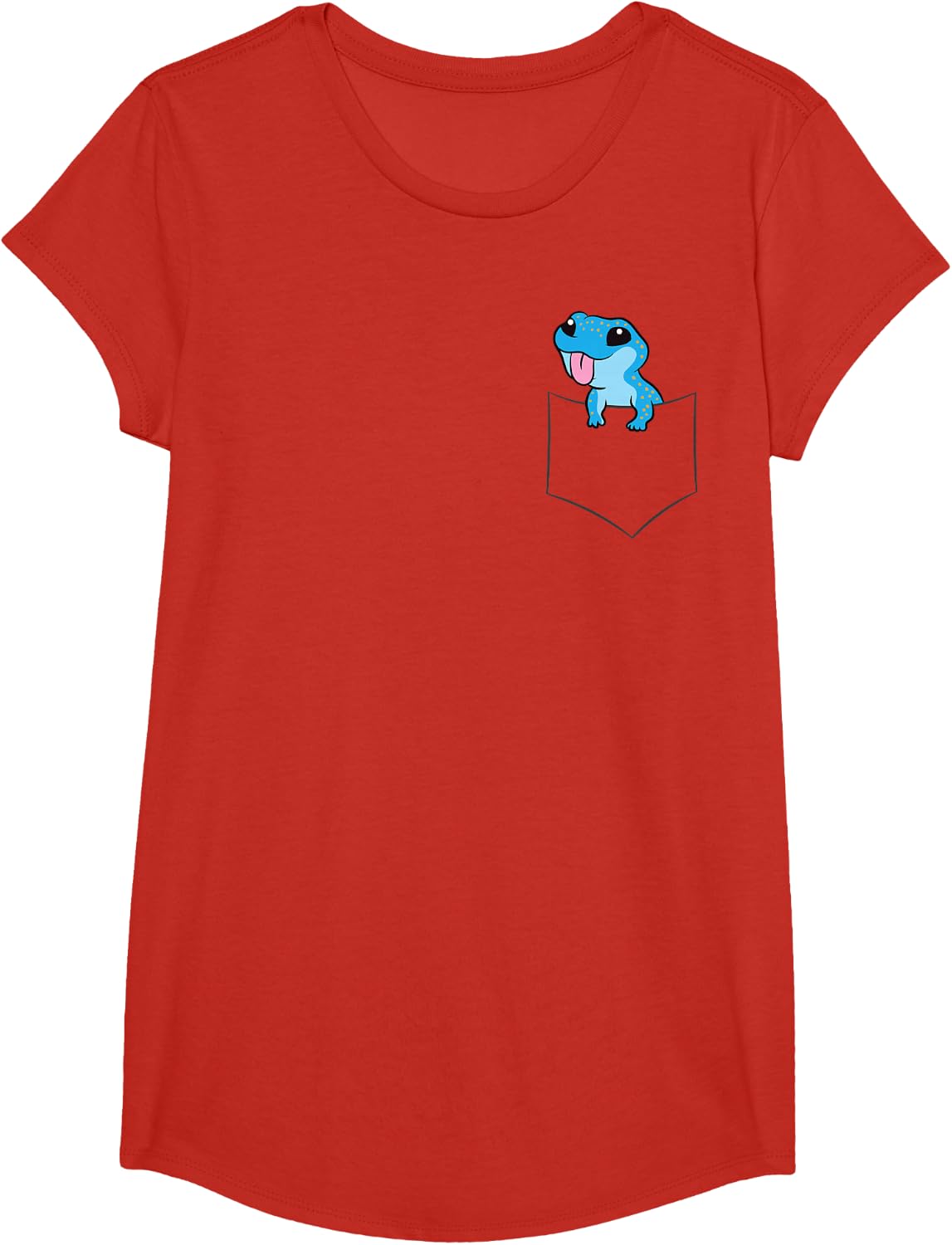 Blue Gecko in a Pocket Lizard Reptile Geckos T-Shirt - Girls Red