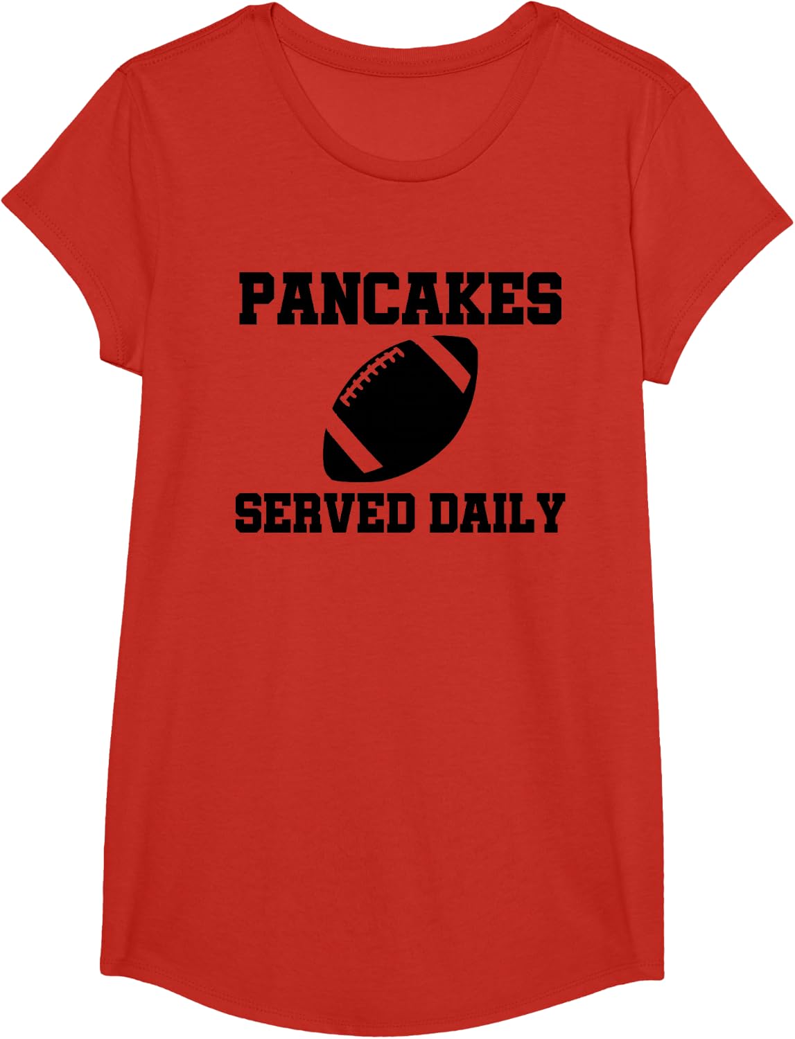 Pancakes Served Daily Football Offensive Lineman T-Shirt - Girls Red