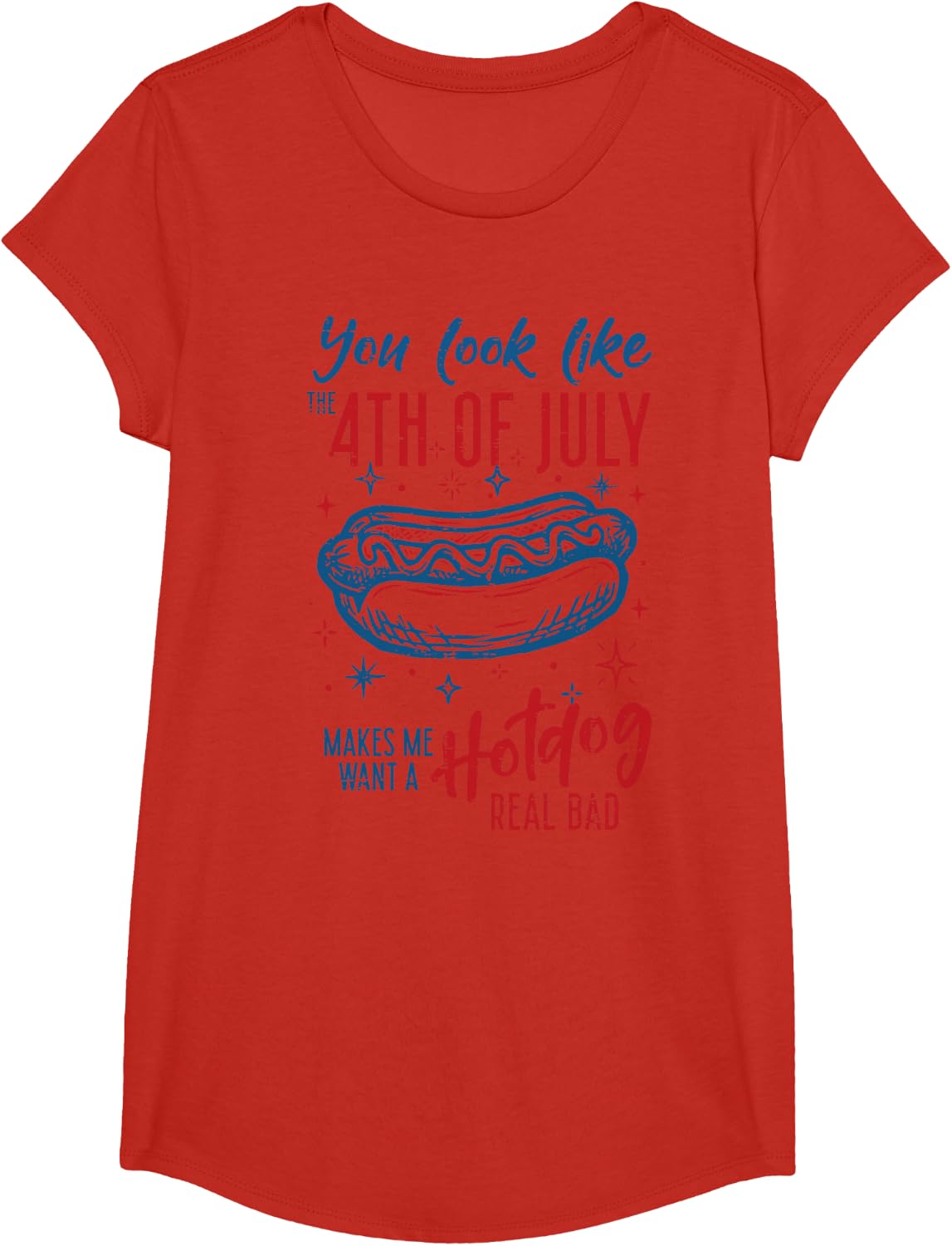You Look Like The 4th of July Hotdog Funny Women Men Kids T-Shirt - Girls Red