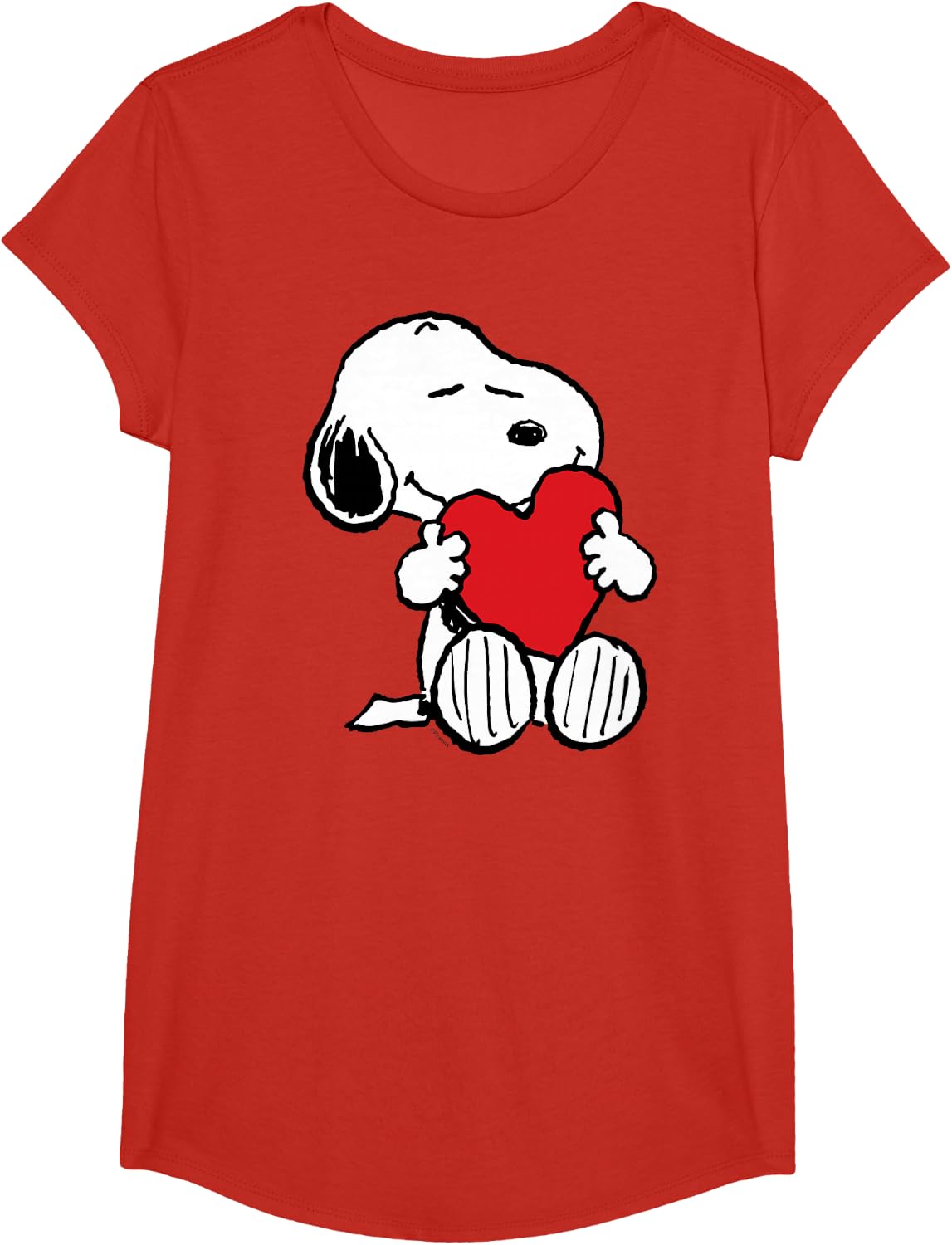 Peanuts - Snoopy Valentine's Day Hugging Heart T-Shirt - Girls Red