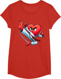 Valentine's Day Heart Karate Kick MMA Taekwondo Muay Thai T-Shirt - Girls Red