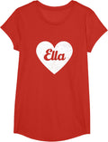 I Heart Ella - First Names And Hearts, I Love Ella T-Shirt - Girls Red