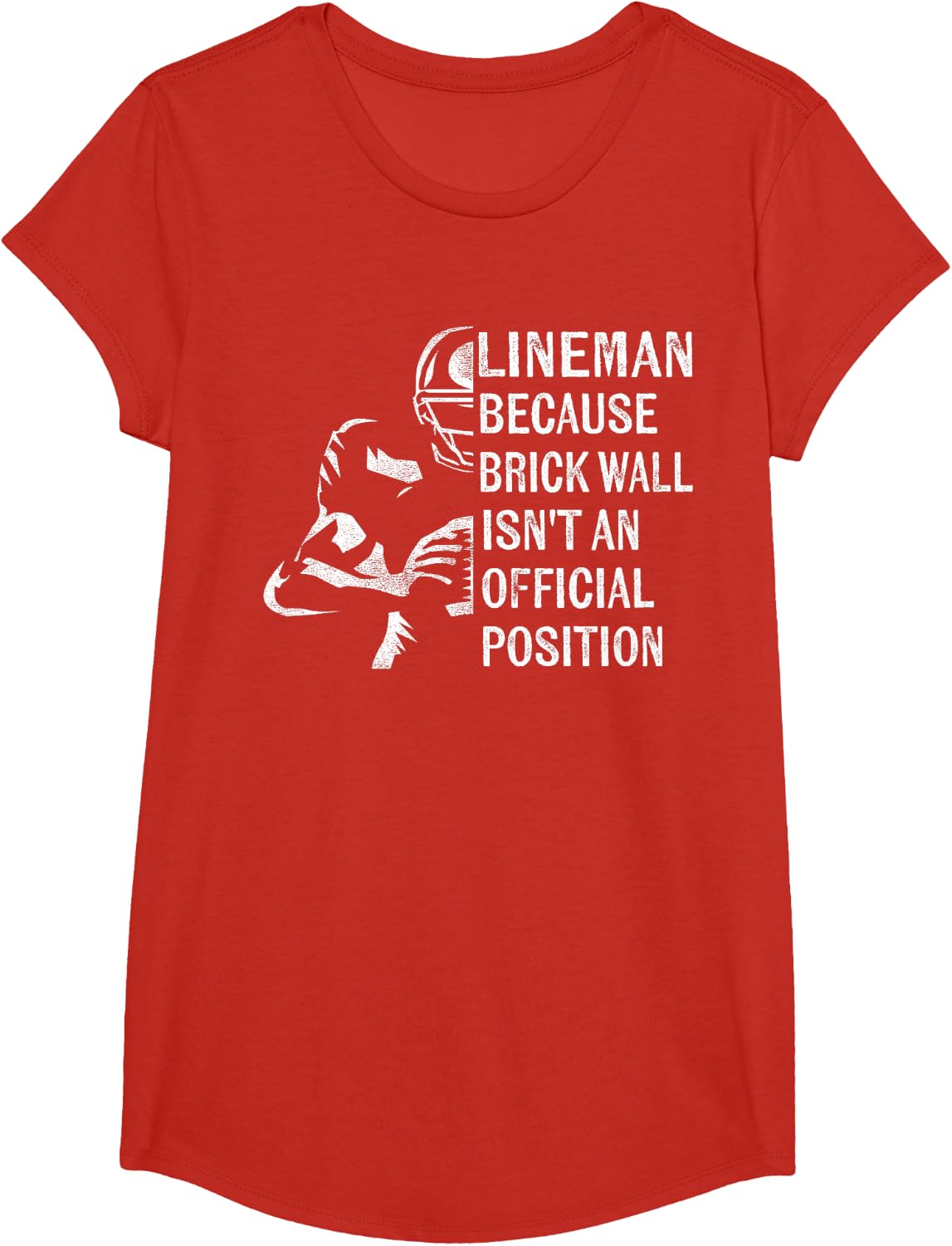 Brick Wall Isn't an Official Position Football Lineman Gifts T-Shirt Small - Girls Red