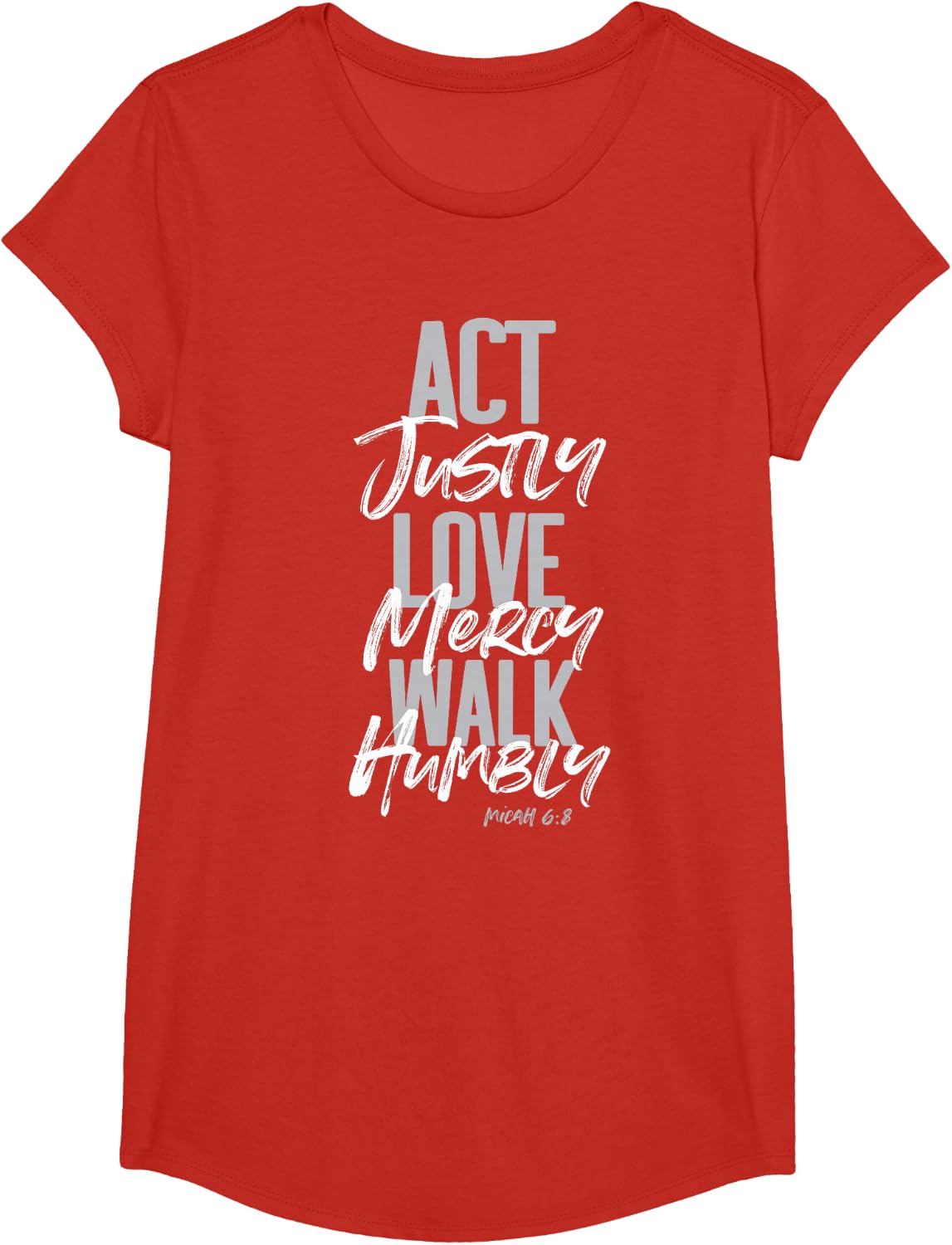 Act Justly Micah 6:8 Jesus Christian Bible Verse Gift T-Shirt - Girls Red