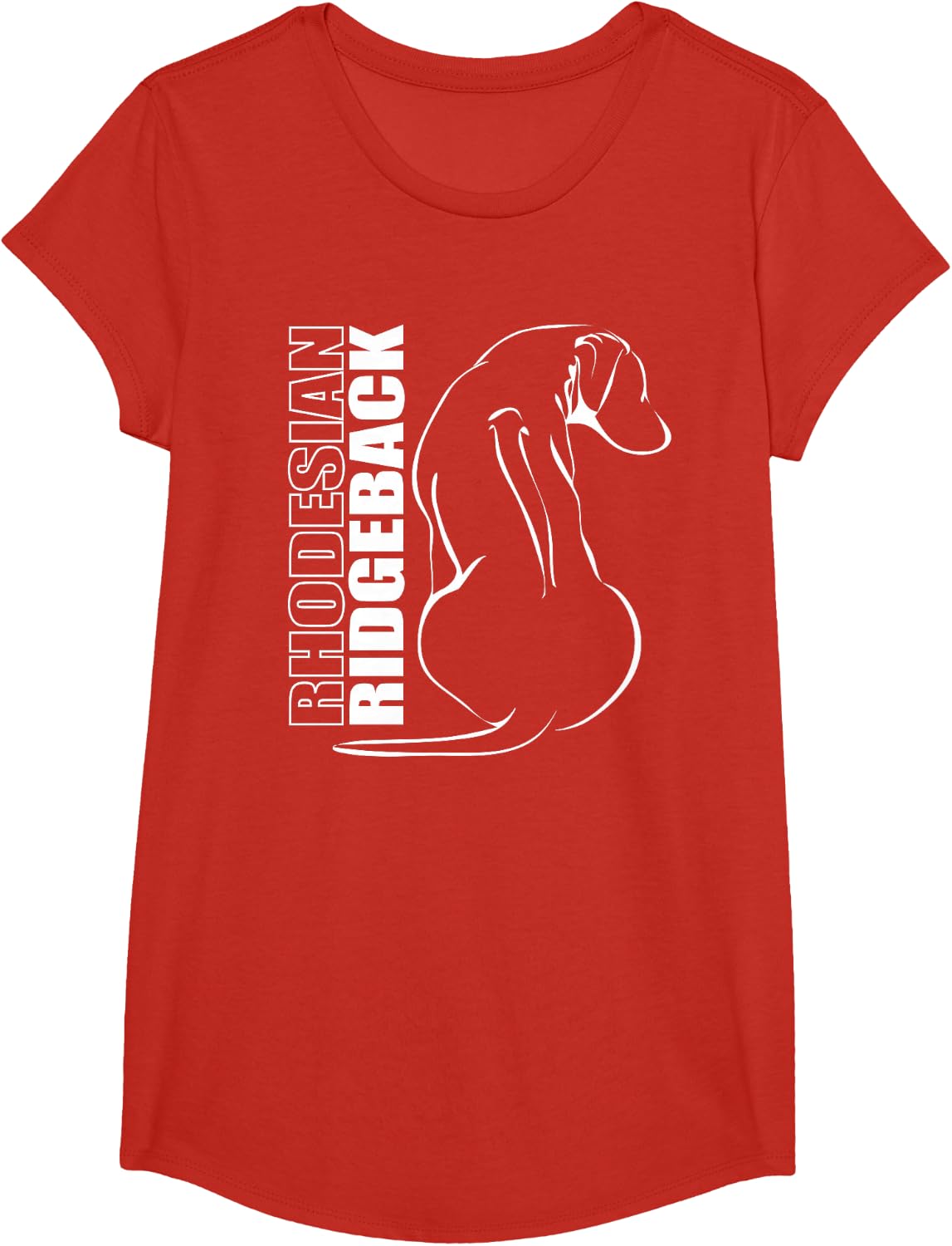 Proud Rhodesian Ridgeback Profile Dog T-Shirt Tees for Dog Lovers - Girls Red