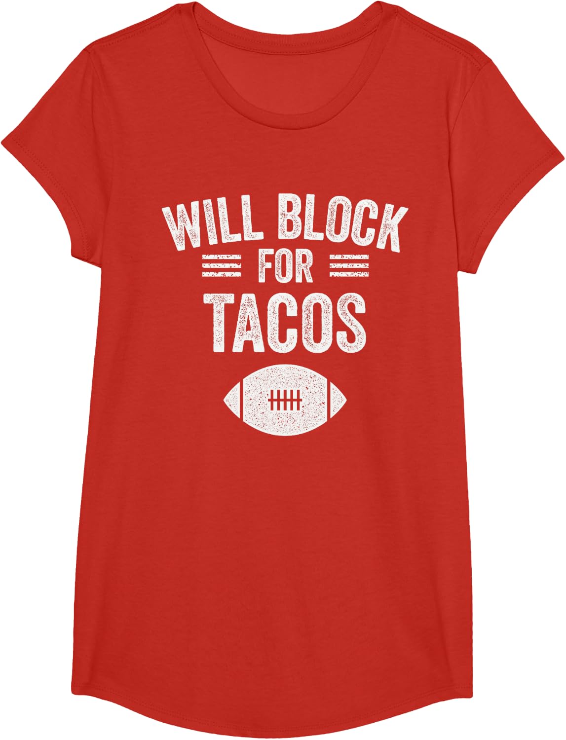 Will Block for Tacos Funny Football Lineman T-Shirt - Girls Red