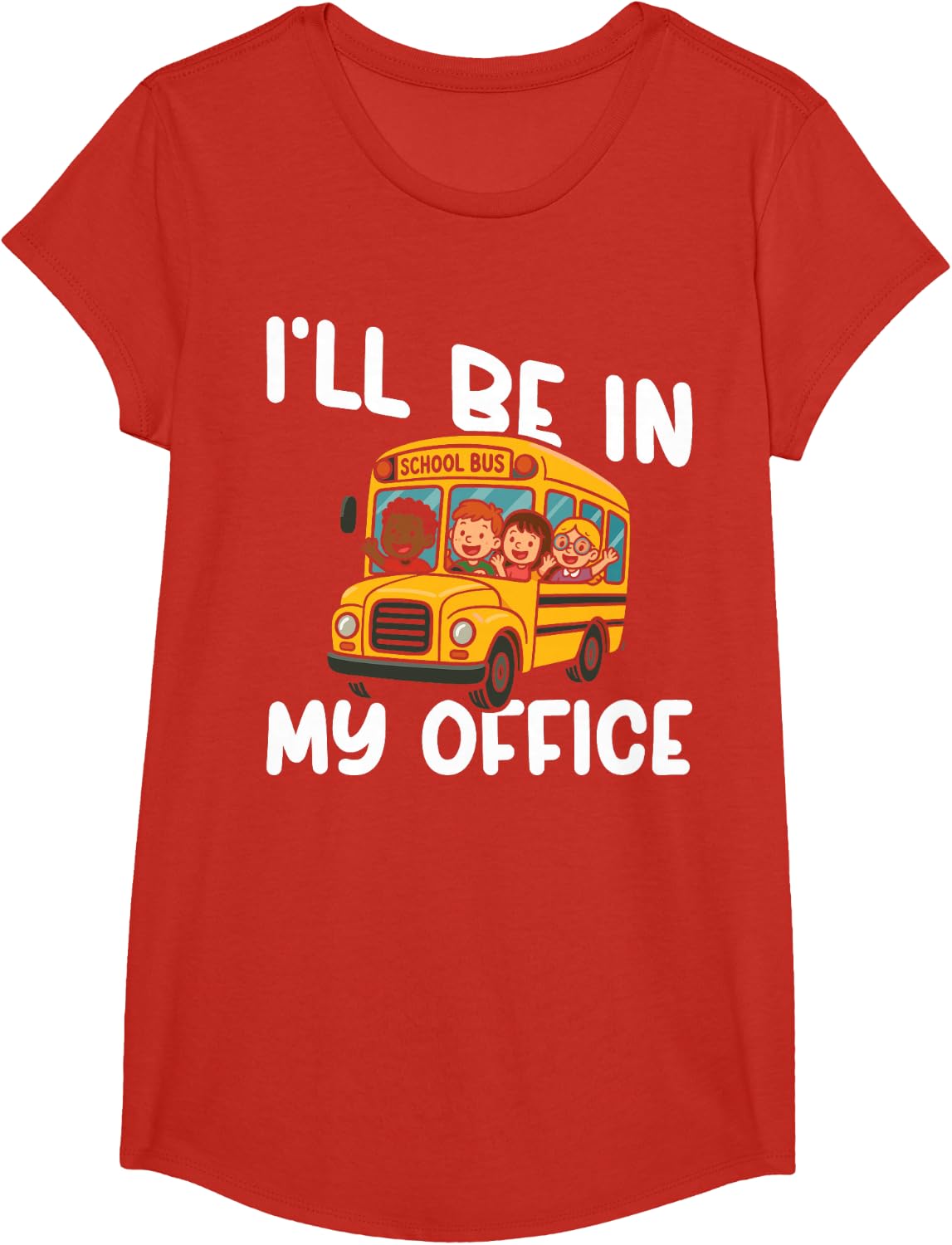 School Bus Driver Retro Vintage I'll Be In My Office T-Shirt - Girls Red