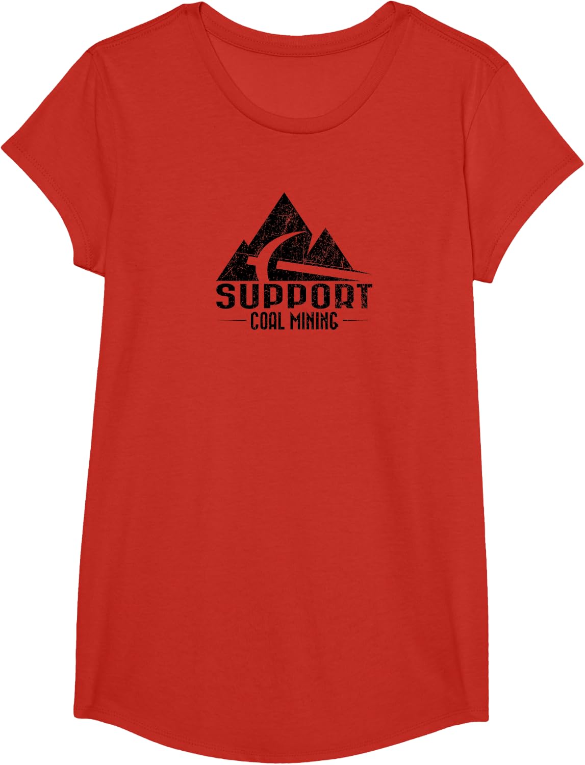 "Support Coal Mining" T-Shirt with vintage black design T-Shirt - Girls Red