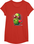 Cute pickle Design I Steal Hearts Happy Valentines Day T-Shirt - Girls Red