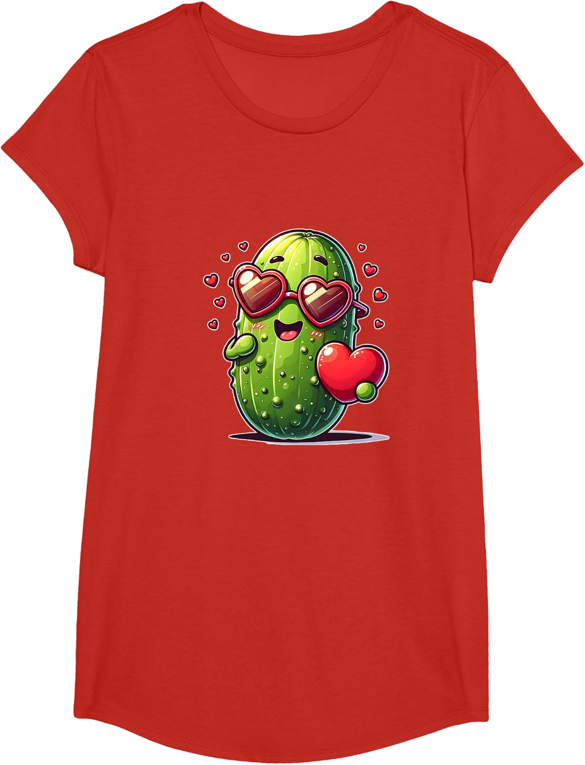 Cute pickle Design I Steal Hearts Happy Valentines Day T-Shirt - Girls Red