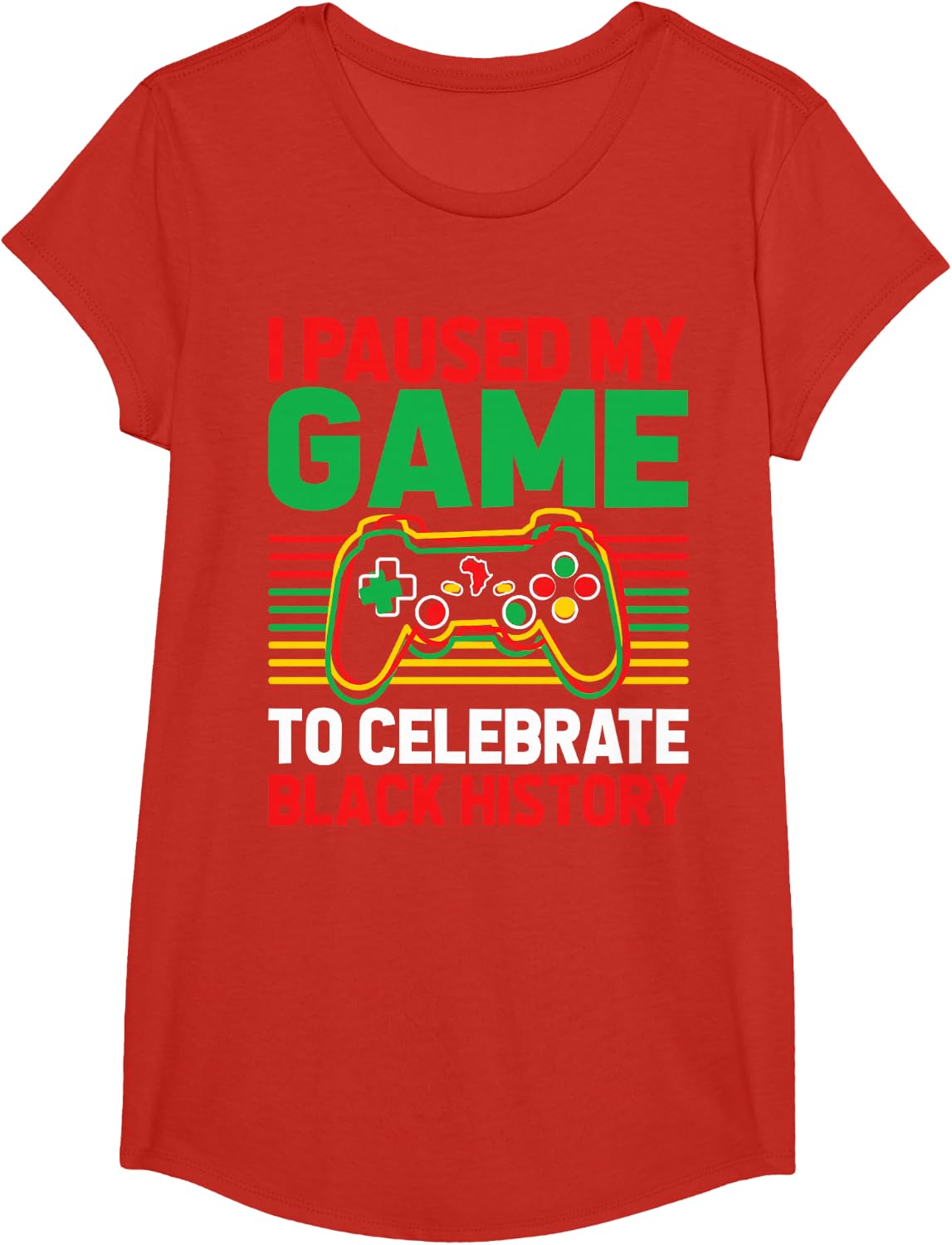 Black History Month Gamer African American Pride boys men T-Shirt - Girls Red