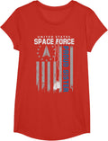 Proud US Space Force Sister Flag USA Family Matching T-Shirt - Girls Red