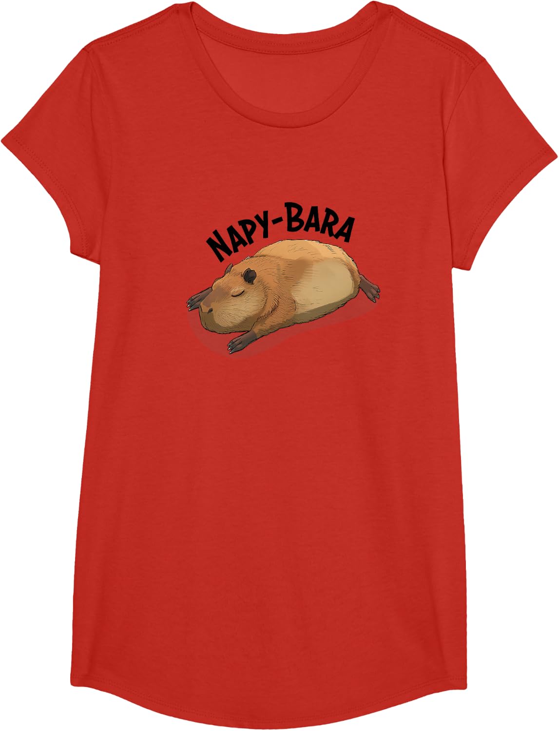 Funny Chill Meme Lover Sleep Nap Napy-Bara Capybara Lover T-Shirt - Girls Red