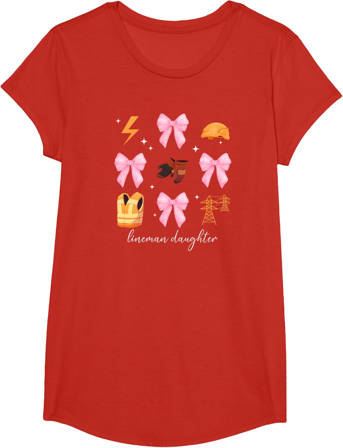 Lineman Daughter Coquette Line Daughter Lineman's Daughter T-Shirt - Girls Red