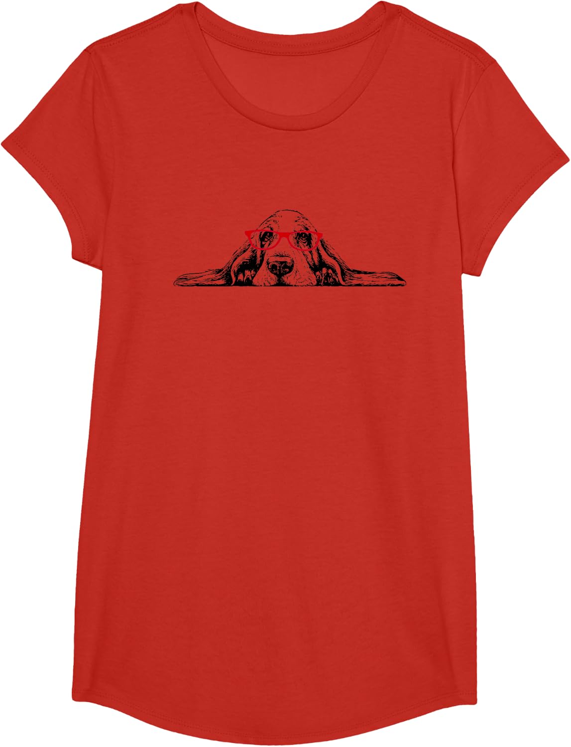 Funny Mens Womens Moms Red Glasses Basset Hound Lover T-Shirt - Girls Red