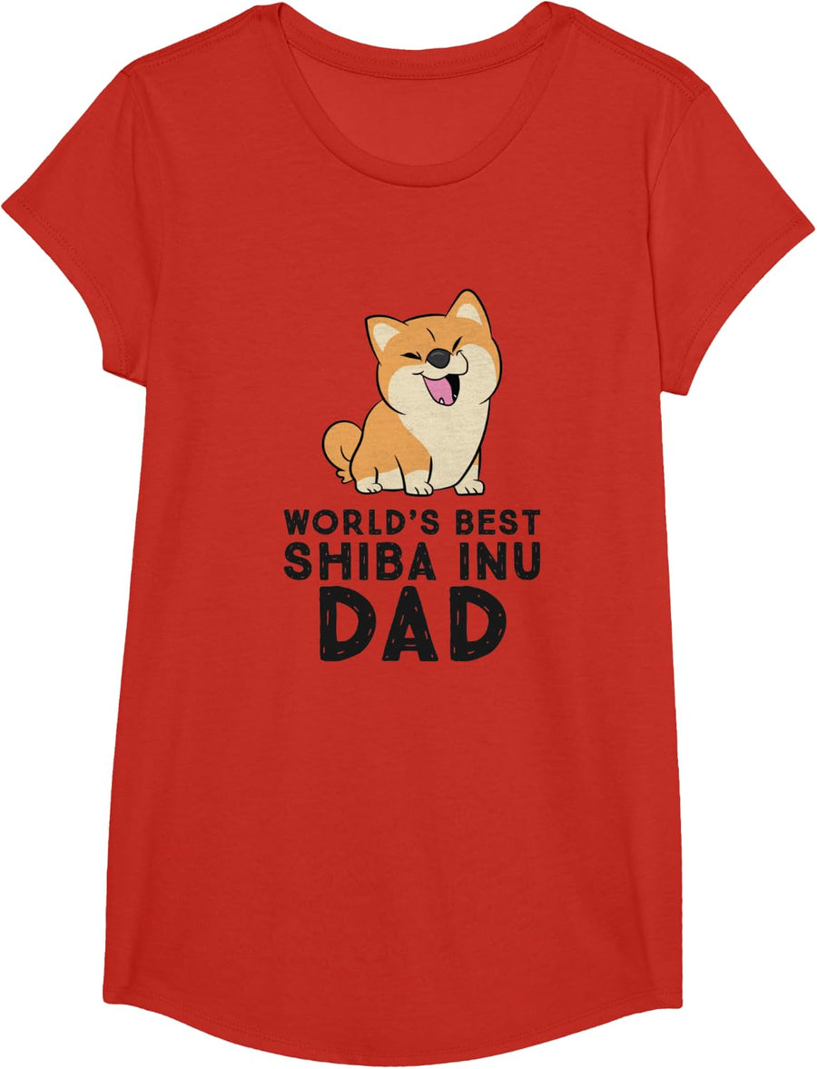 World's Best Shiba Inu Dad Dog Shiba Dad T-Shirt - Girls Red