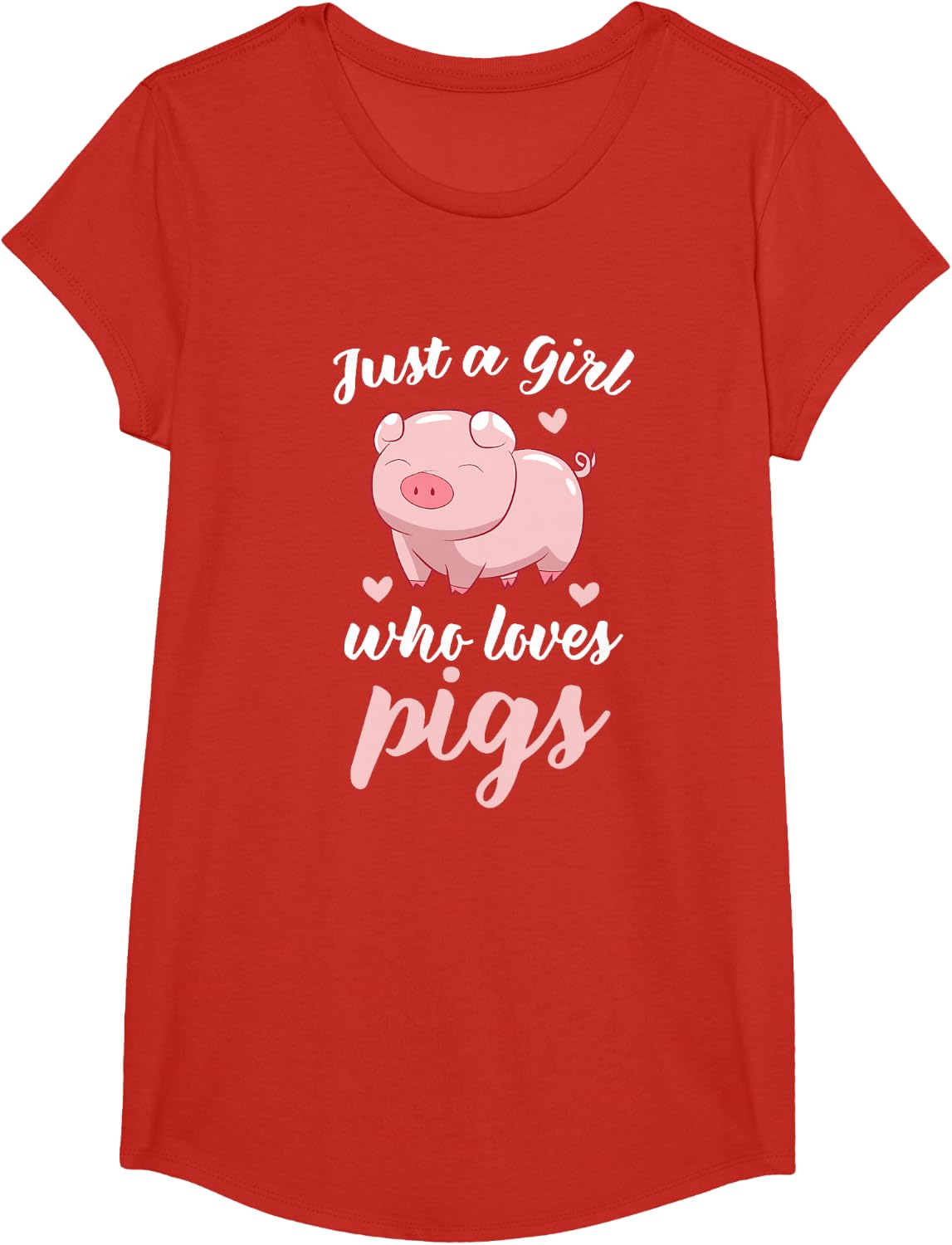 Just A Girl Who Loves Pigs Cute Pig Lovers Gift T-Shirt - Girls Red