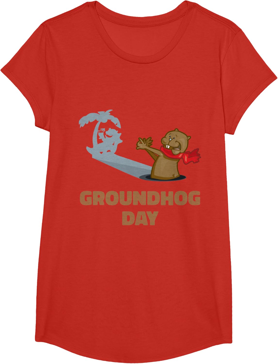 Funny Happy Groundhog Day February 2nd Meteorology Shadow T-Shirt - Girls Red