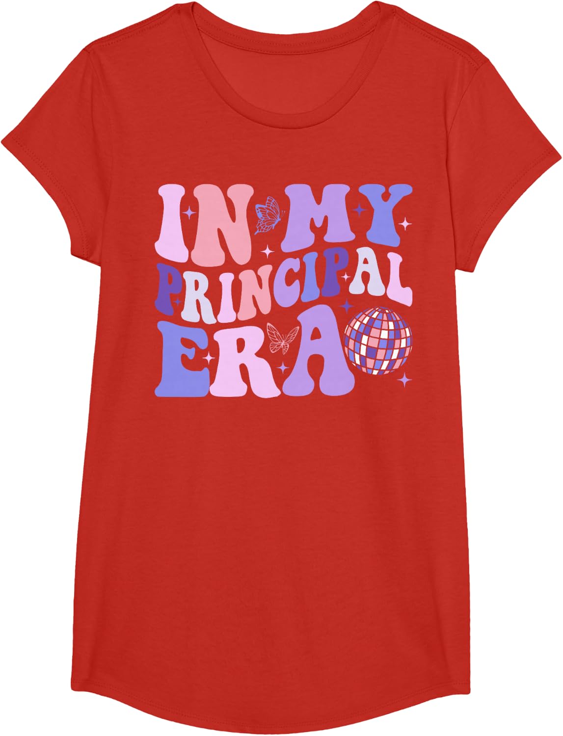 In My Principal Era, Groovy School, Headmaster, Back to School T-Shirt - Girls Red