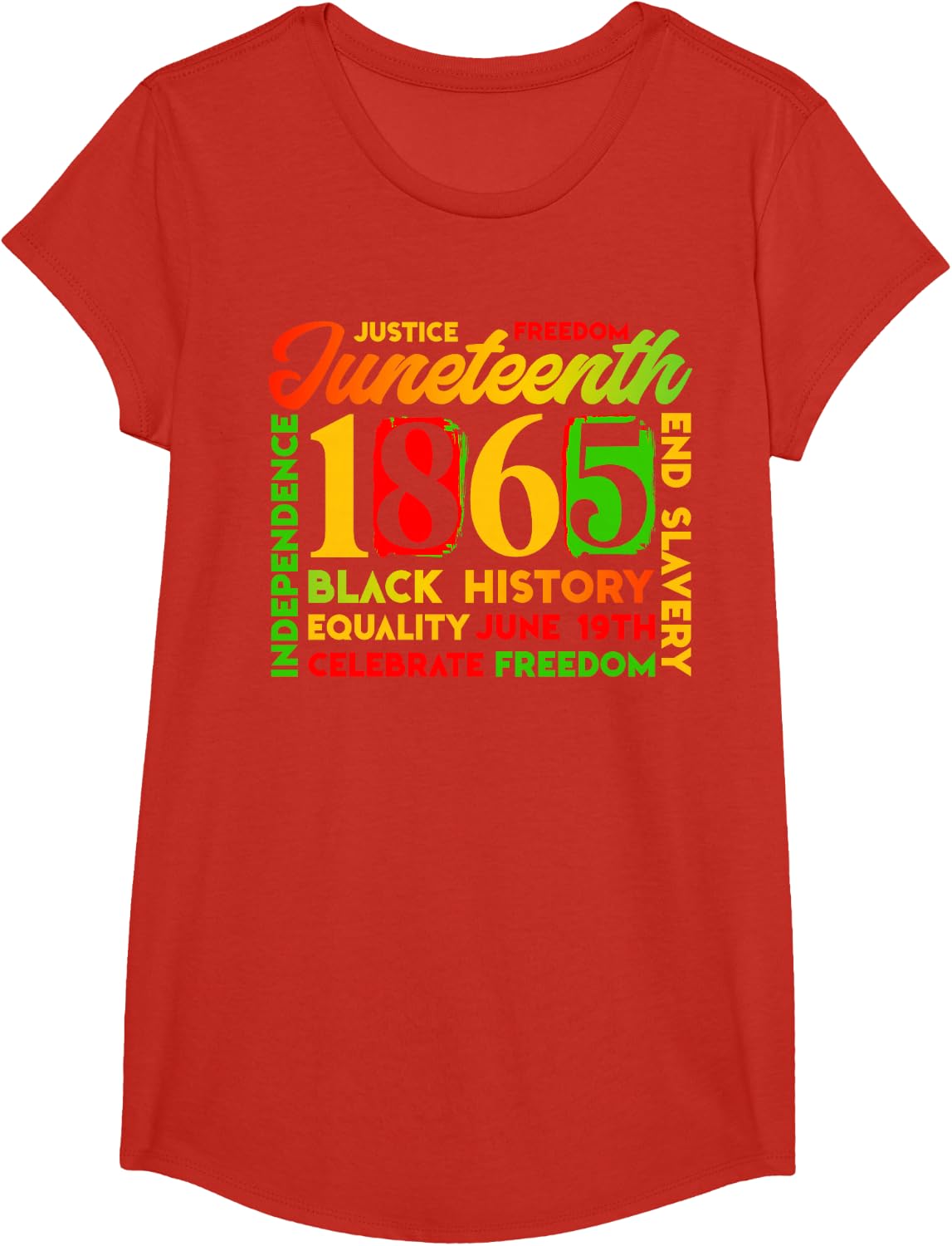 Juneteenth 1865 Freedom T-Shirt Black History Tees Men Women Kids - Girls Red