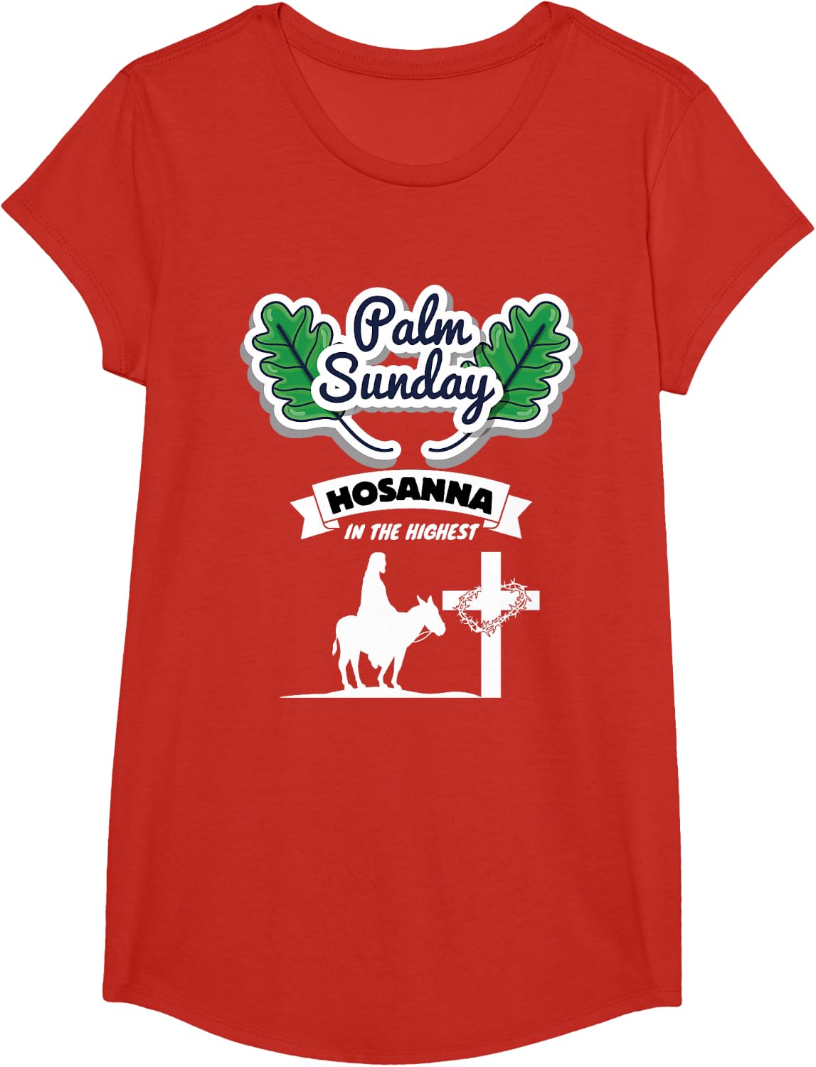 Palm Sunday Palm Leaf Hosanna T-Shirt - Girls Red