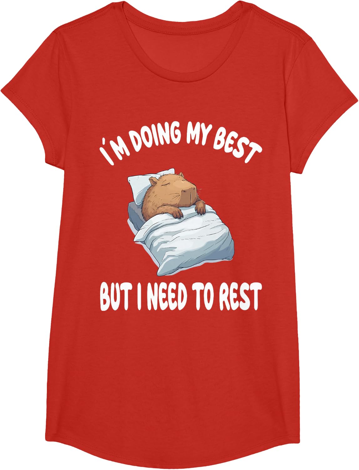 Capybara Official Sleepshirt Pajamas Nightgown T-Shirt - Girls Red