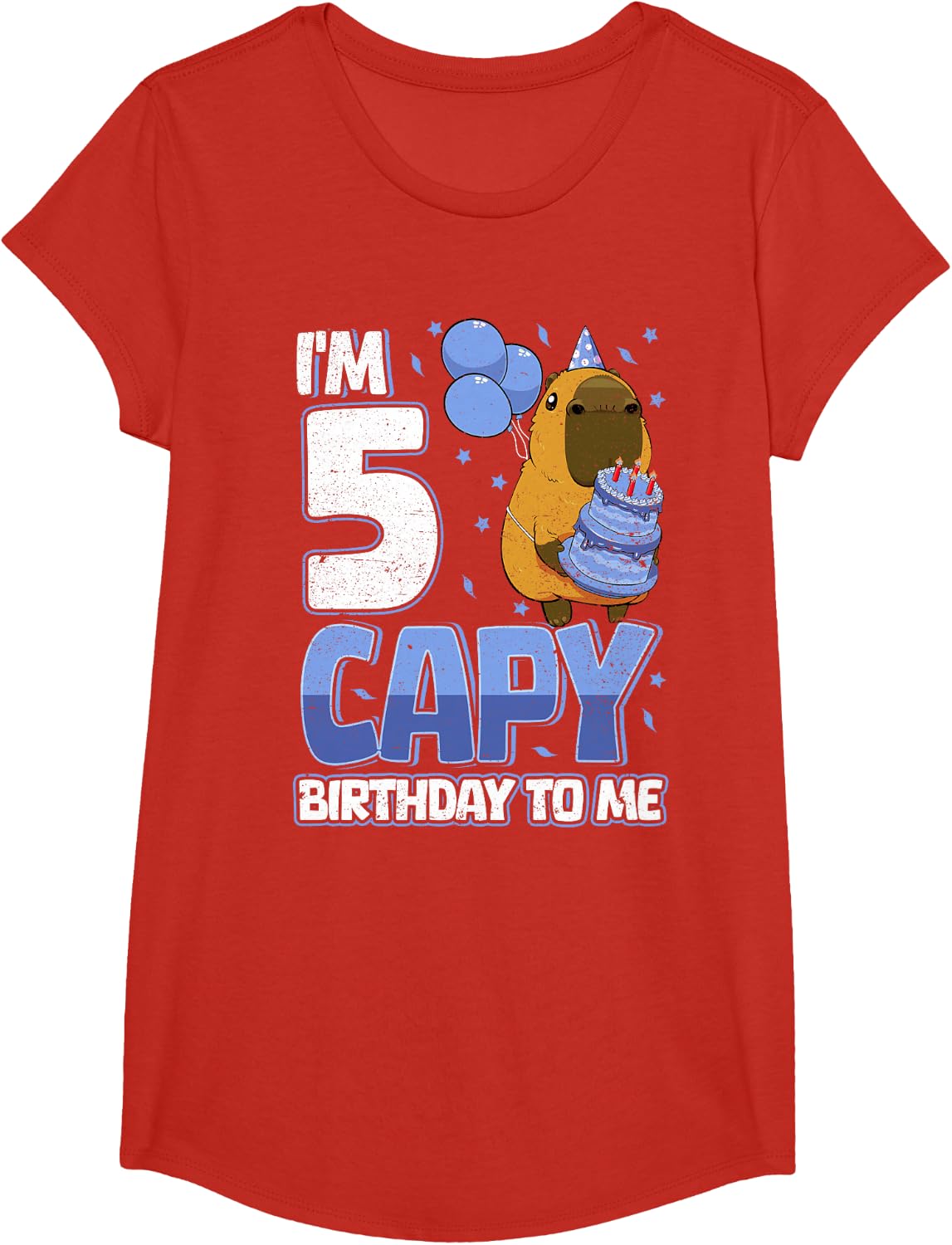 5 Years Capy Birthday to me Boys 5th Birthday Capybara T-Shirt - Girls Red