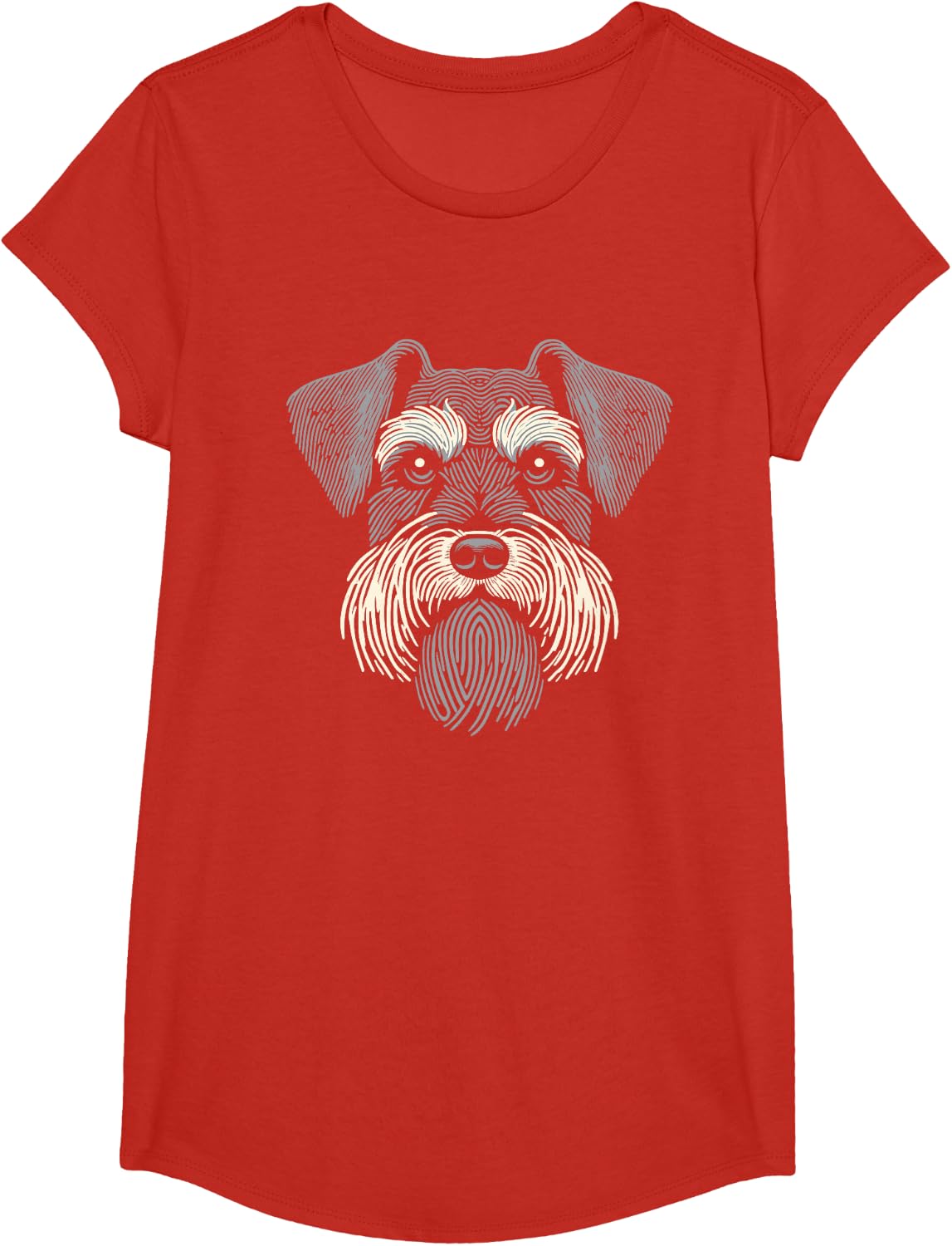 Schnauzer Fingerprint Dog Breed - Pet Schnauzer T-Shirt - Girls Red