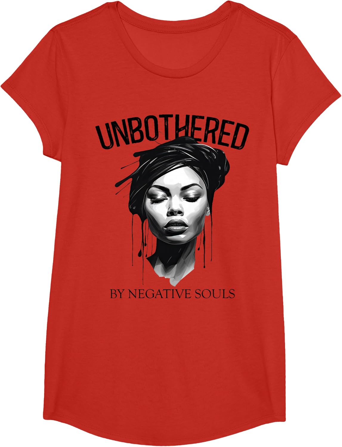Unbothered By Negative Souls Black Women Queen Juneteenth Tees T-Shirt - Girls Red