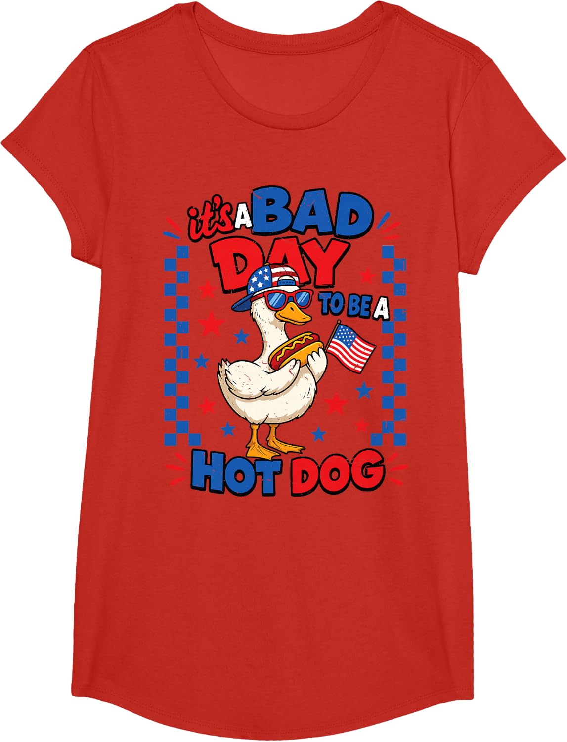 Toddler Its Bad Day to Be Hot Dog Goose 4th July Funny Kids T-Shirt - Girls Red