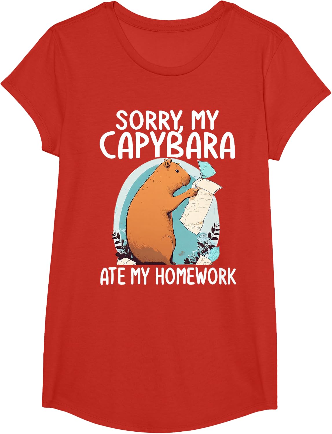 Sorry My Capybara Ate My Homework Shirt Funny Capybara Women T-Shirt - Girls Red