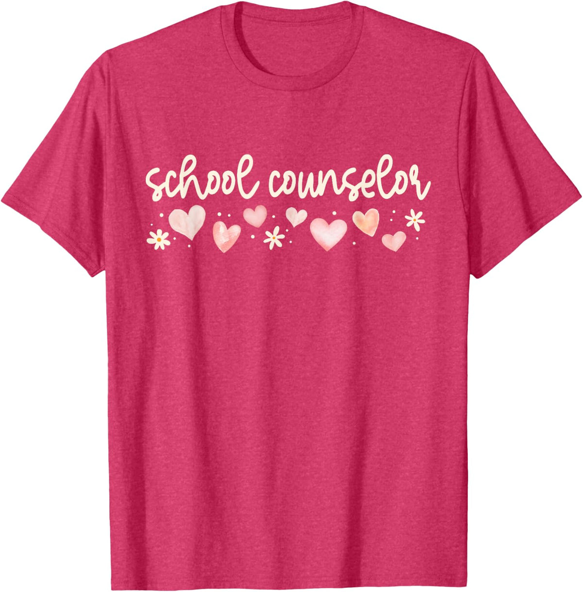 School Counselor Valentines Day Counseling Therapy Hearts T-Shirt - Red Heather