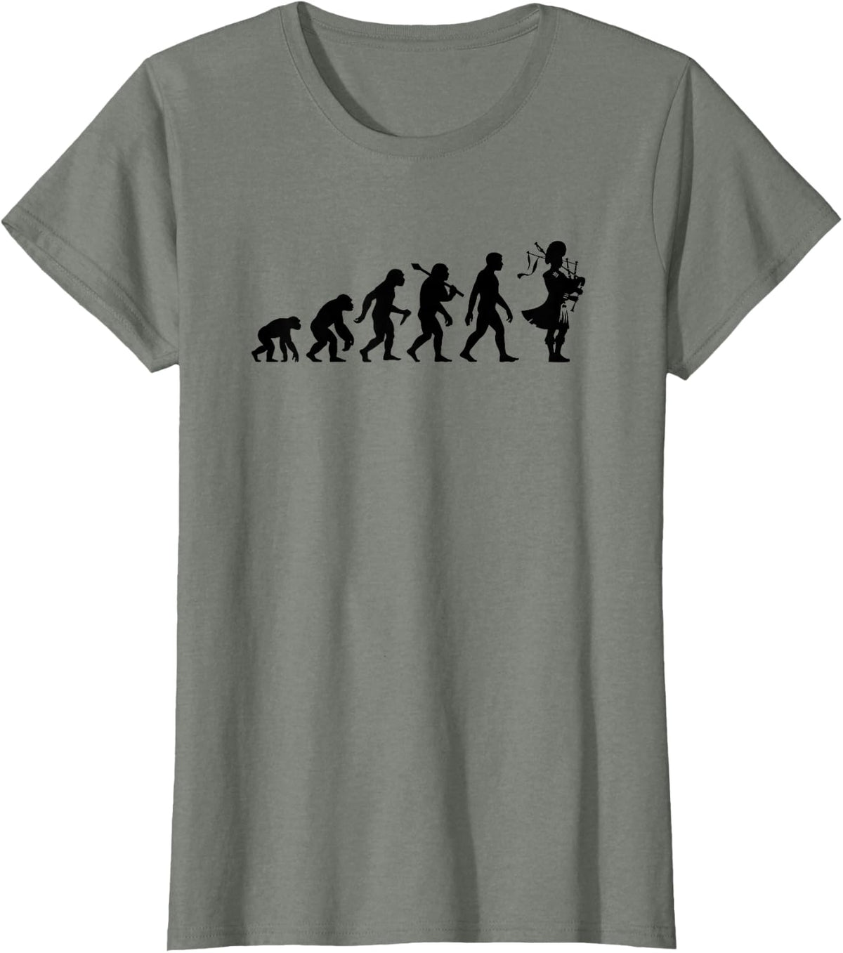 Bagpipe Evolution for Pipers of Irish or Highland Pipe Sets T-Shirt - Olive Heather