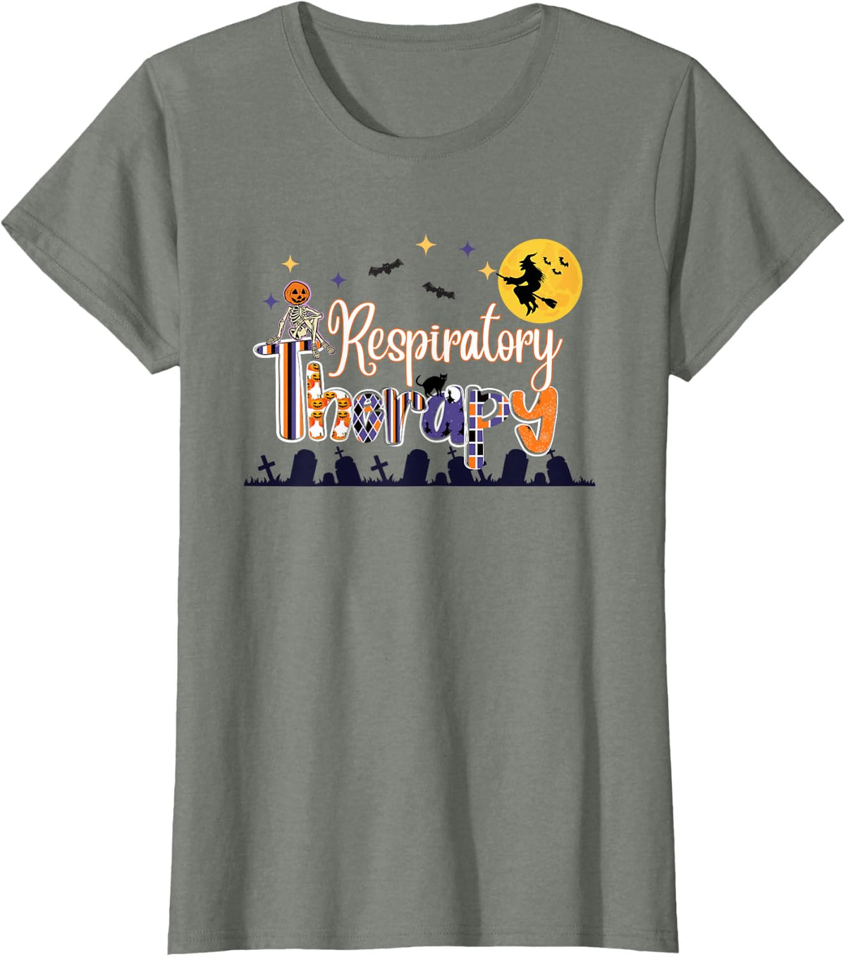 Respiratory Therapist Halloween - Spooky Respiratory Therapy T-Shirt - Olive Heather