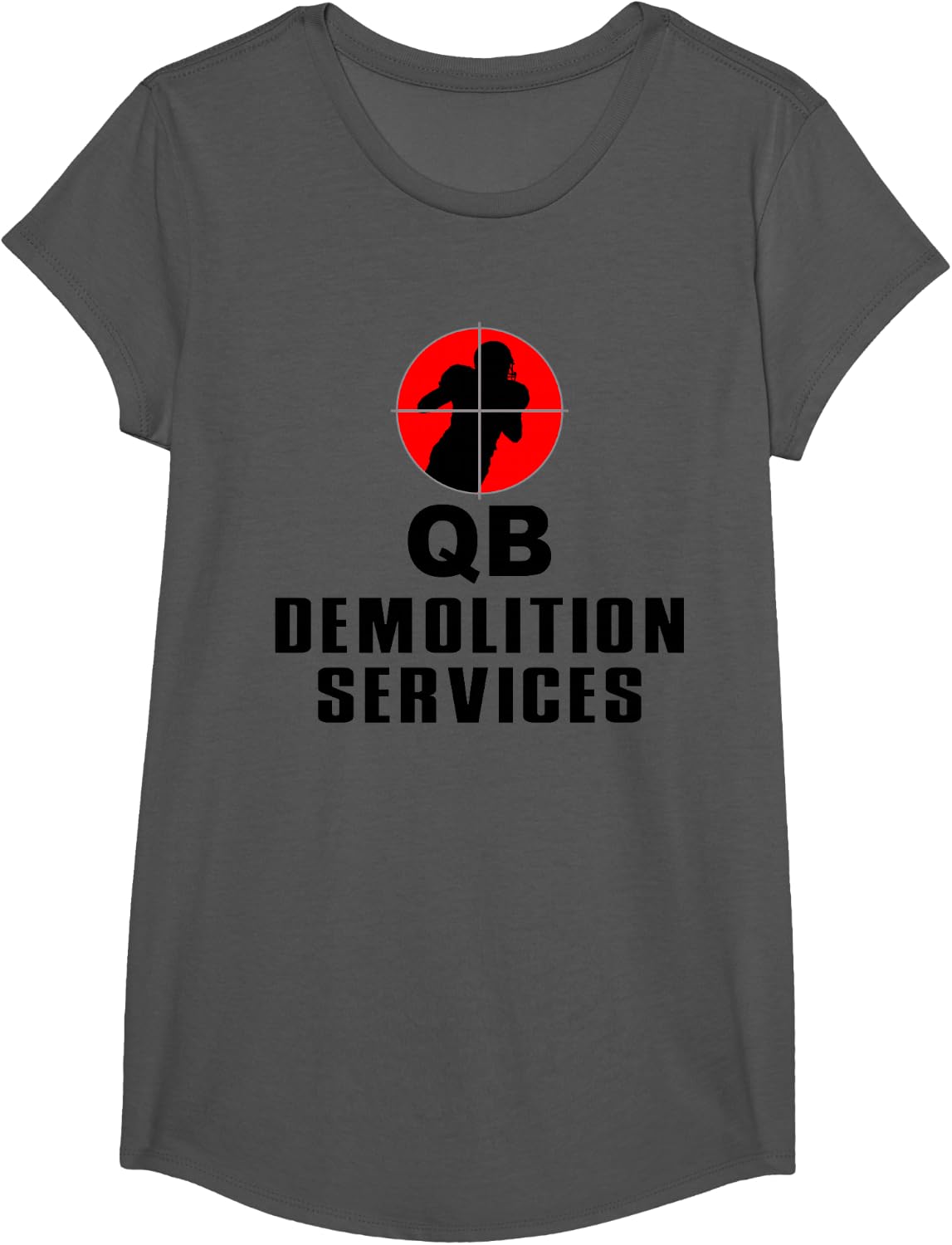 defensive lineman, linebacker, qb demolition svcs, football T-Shirt - Girls Asphalt Grey