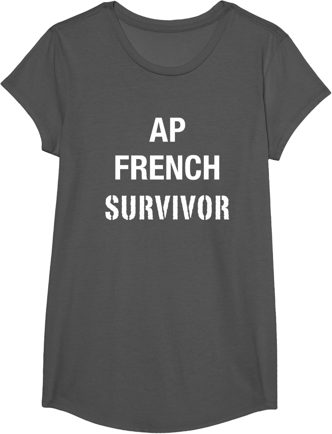Funny AP French High School AP Class Survivor T-Shirt - Girls Asphalt Grey