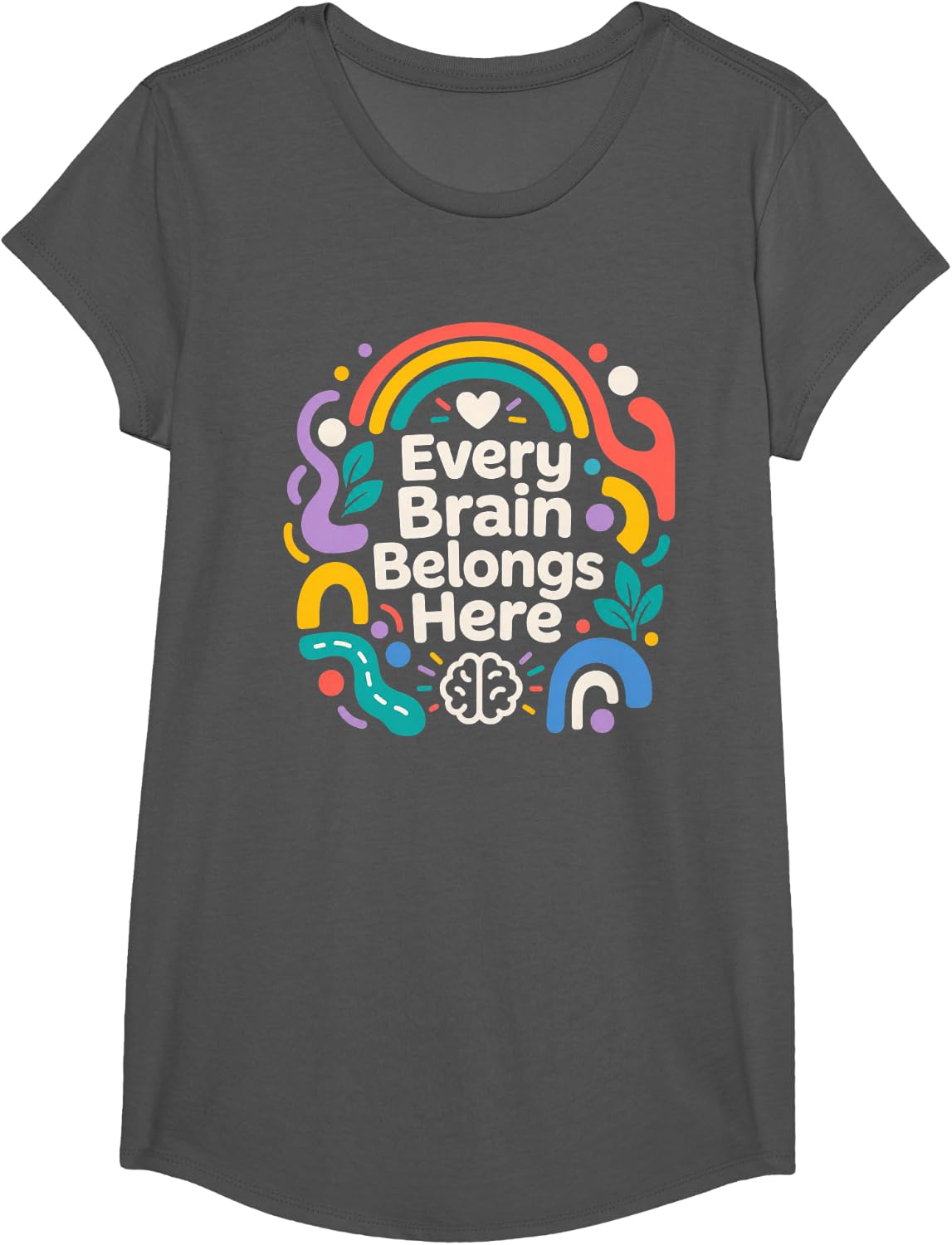 Special Education Teacher Neurodiversity Inclusion T-Shirt - Girls Asphalt Grey