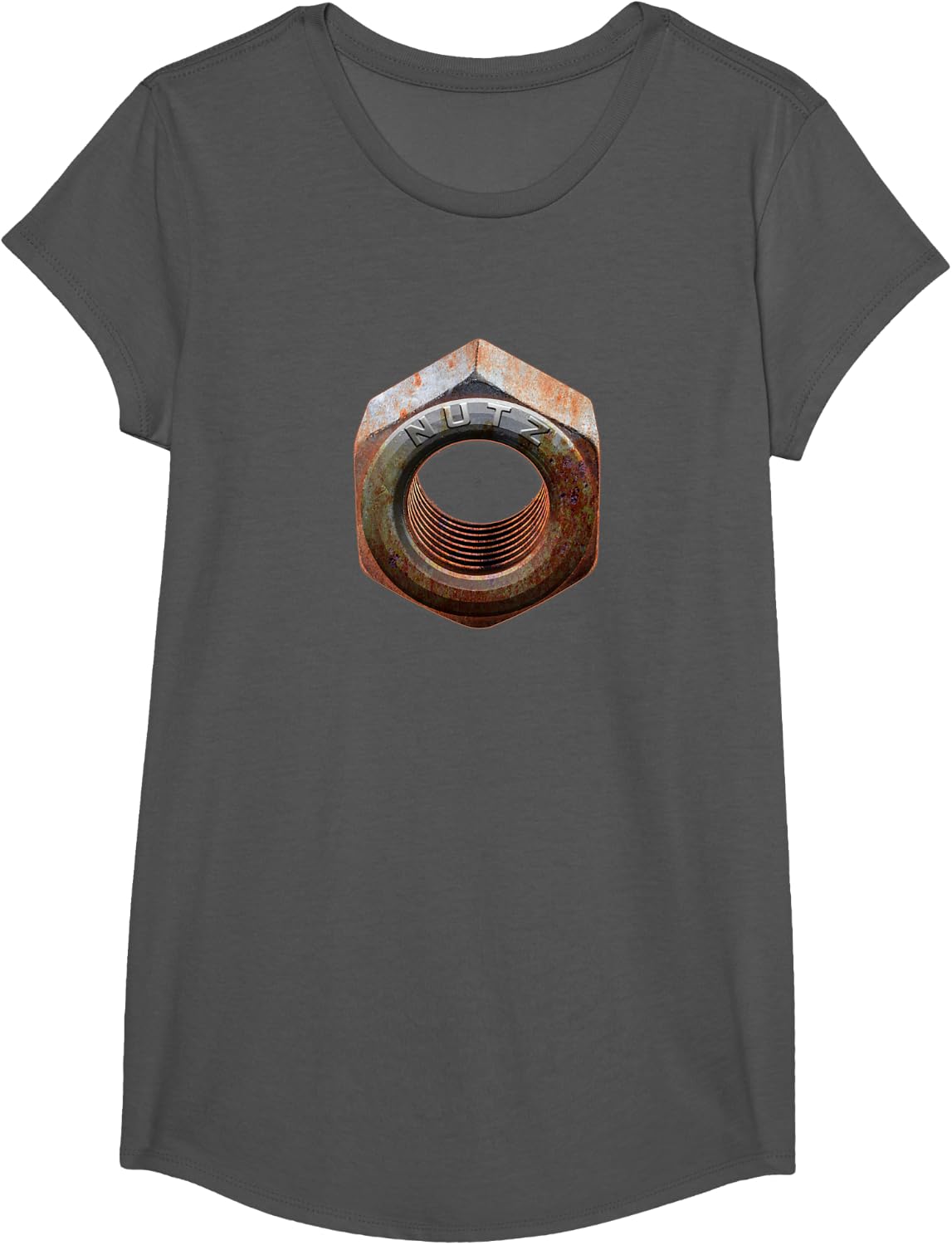 Rusty Old Nuts and Bolts T-Shirt - Girls Asphalt Grey