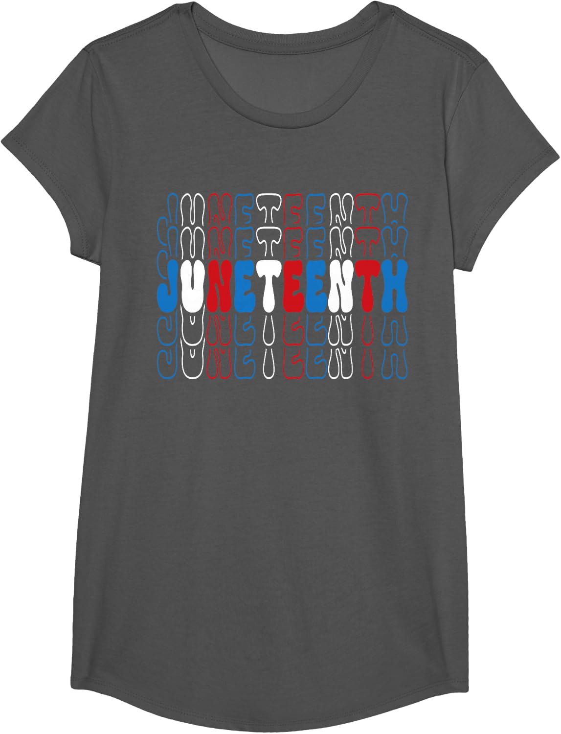 Juneteenth Red White Blue Flag Colors Tee Shirt For Men Women - Girls Asphalt Grey