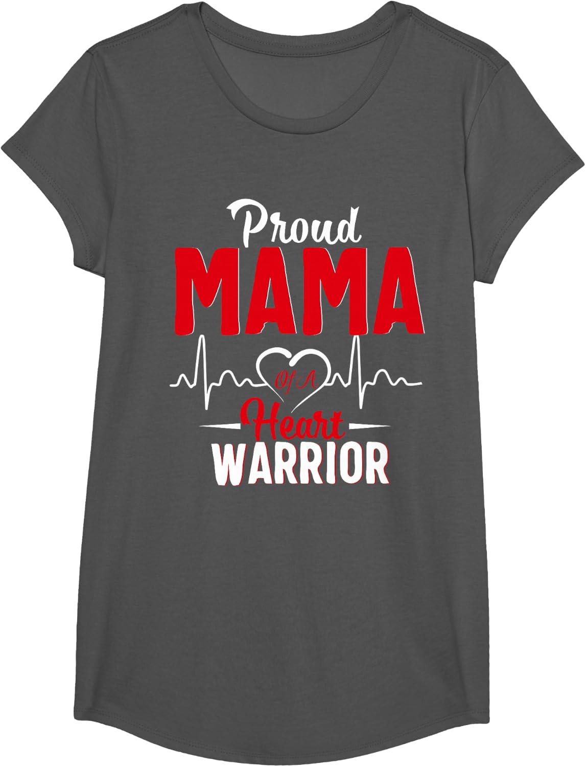 Proud MAMA of a Heart Warrior CHD Awareness shirt gift T-Shirt - Girls Asphalt Grey