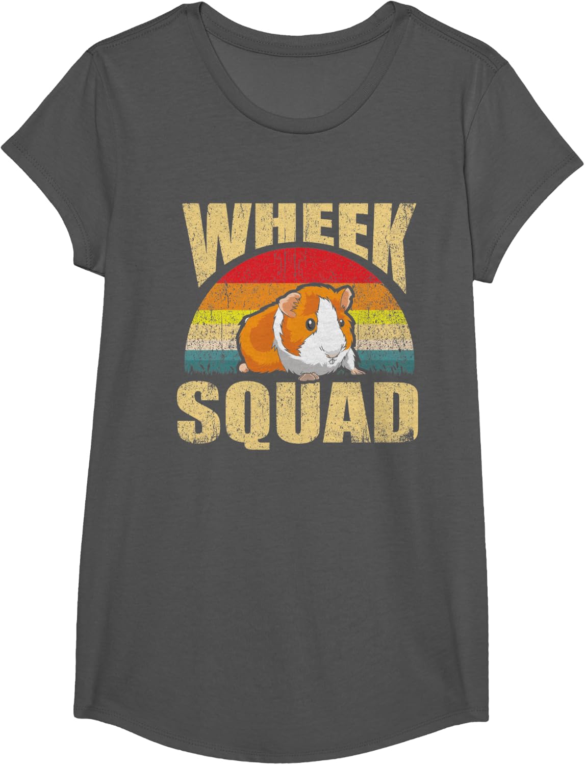 Wheek Squad Retro Guinea Pig Gift Hamster Accessory Girls T-Shirt - Girls Asphalt Grey