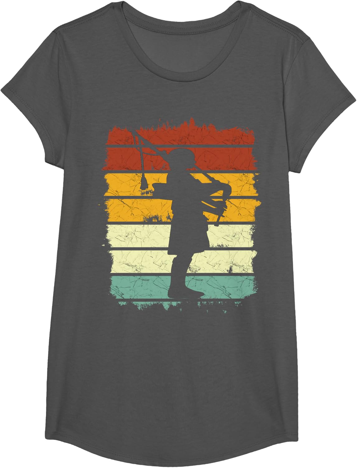Bagpiper Bagpiping Kilt Scottish Blow Bagpipe T-Shirt - Girls Asphalt Grey