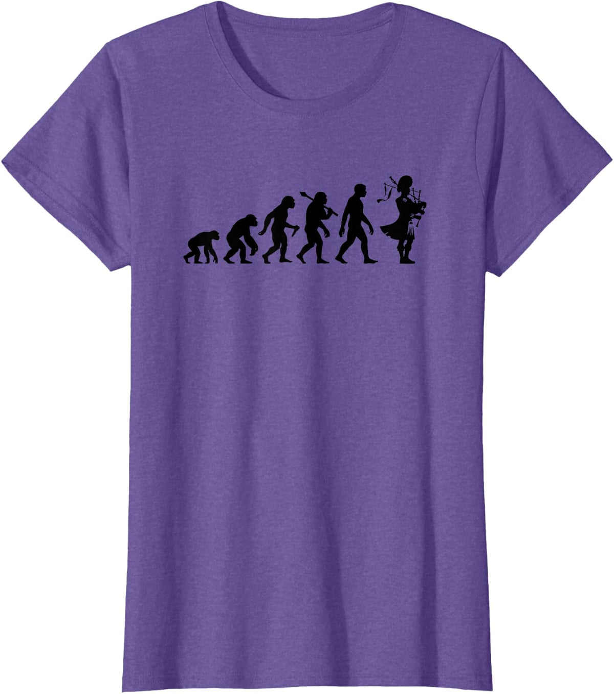 Bagpipe Evolution for Pipers of Irish or Highland Pipe Sets T-Shirt - Purple Heather
